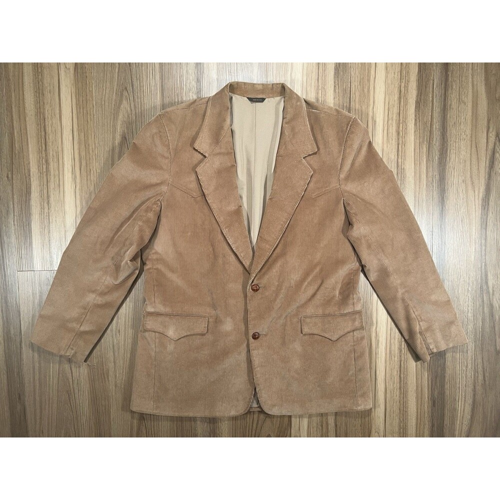 Pioneer Wear Vintage 70s Corduroy Western Blazer Sport Coat Suede Elbow Mens 46L